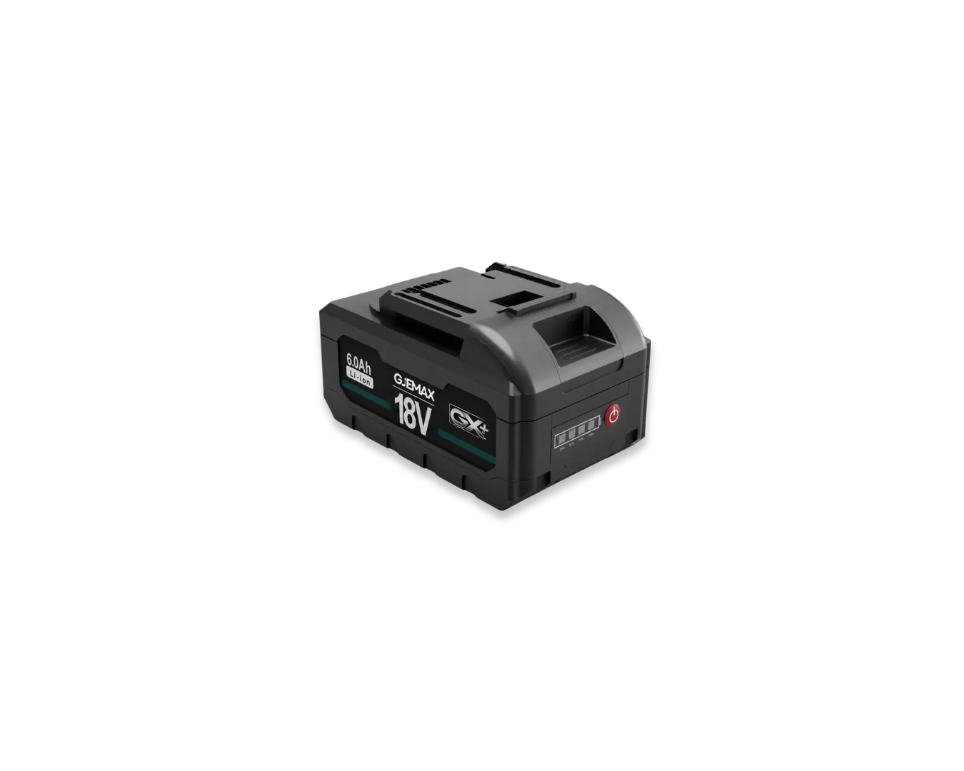 GJEMAX GX+ 18V 6.0Ah Akku – Explosionsdarstellung mit Elektronik und Zellen